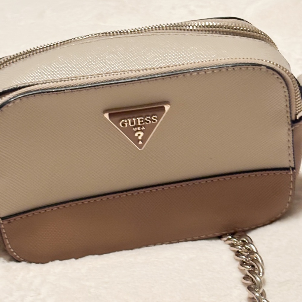 GUESS Camera Crossbody Bag | Neutral Color | Chain Strap